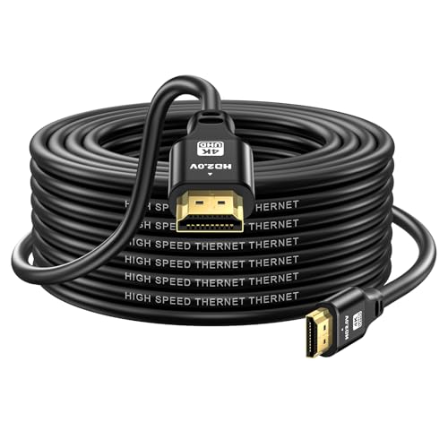 40FT Long HDMI Cable 4K60Hz, High Speed 4K HDMI Cable with Gold Plated Connectors, Black Aluminum Housing, for Projector, Home Theater, Church, Classroom, Large Room, AV Cabinet Setup. - size: 40FT