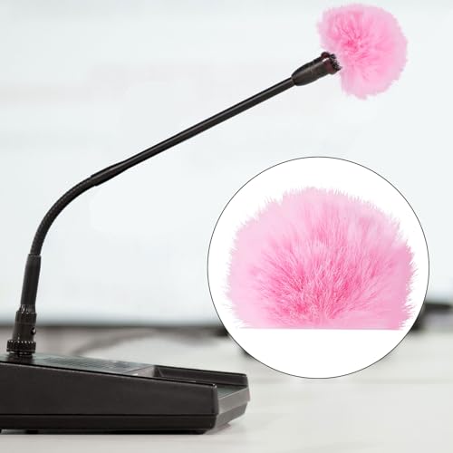 PAGOW 4 Pcs Mini Pink Foam Microphone Windscreens ＆ Furry Cover, High Density Mic Headset Cover, Lapel Microphone Windscreen for Lavalier Microphones Noise Reduction (2pcs Foam + 2pcs Furry) - color: Pink,Foam(2pcs),Furry(2pcs)