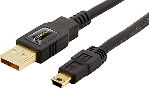 Amazon Basics USB-A to Mini USB 2.0 Cable, 480Mbps Transfer Speed, Gold-Plated Plugs, Compatible with External Hard Drives and Smartphones, 6 Foot, Black - size: 6 Feet