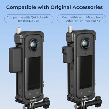 SMALLRIG Cage for Insta360 X4, Aluminum Protective Case for Insta 360 X4 with Silicone Lens Cover, Built-in Cold Shoe and 1/4"-20 Anti-Deflection Threaded Hole - 4278 - style: for Insta360 X4
