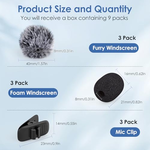 9 Pcs Mini Wireless Foam Microphone, Lavalier Microphone Sponge Mini Foam Cover Set to Reduce Plosive and Better Highlight the Vocals, Washable and Windproof Wind Screen - size: Windscreen 9PC