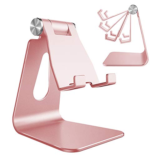 CreaDream Adjustable Cell Phone Stand, Phone Stand, Cradle, Dock, Holder, Aluminum Desktop Stand Compatible with Phone 16 15 14 13 12 11 Pro Max Plus SE, Accessories Desk, All Mobile Phones-Rose Gold - color: Rose Gold