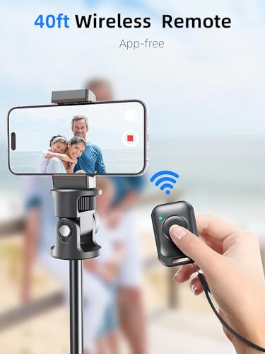 Kaiess 62" Phone Tripod & Selfie Stick, Extendable Photography Light Stand with Wireless Remote, Solidest, Portable, Lightweight, Compatible with iPhone/Android Phone - color: Black