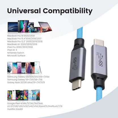 PD USB-C 100W Fast Charging Cable for Sonys FX3 FX30 Canon EOS R8, R7, R6 MARK2, R5,R5C Leica Camera, iPhone 15 Pro/15 Pro Max, MacBook Air,Samsung Galaxy, iPad Pro Smartphone Laptop - color: Blue, size: Right angle-Straight