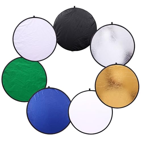 REFLEX CAMERA 7-in-1 Photography Reflector (Round) – Translucent/Silver/Gold/White/Black/Blue/Green – Light Diffuser & Chroma Key Background Kit with Carrying Case (60cm/23) - size: 60cm/23in