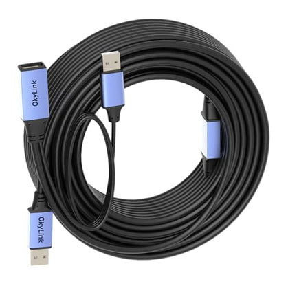 OkyLink Active USB 2.0 Extension Cable A to A, Male to Female 65ft(20M) | 480Mbps Signal booster cord, compatible with printer, mouse, keyboard, scanner, camera - size: 65ft (20m)