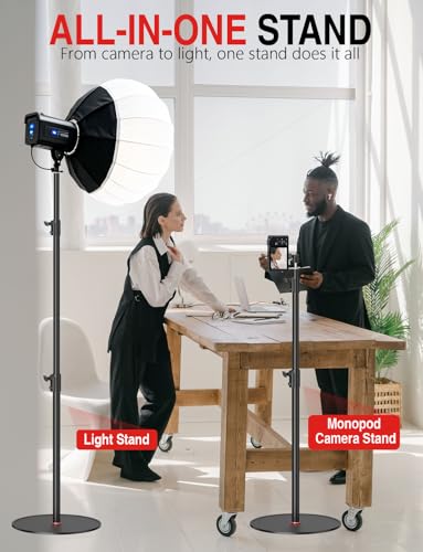EMART Round Base Light Stand, 79" Heavy Duty Monopod for Camera, Lights, Webcam, Live Streaming, Vlogging, 22 LBS Payload, 4 Pack - size: 4 Pack