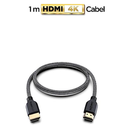 PowerBear 4K HDMI Cable 3 ft | Short Hdmi Cable, Braided Nylon & Gold Connectors, 4K @ 60Hz, Ultra HD, 2K, 1080P, ARC & CL3 Rated | for Laptop, Monitor, PS5, PS4, Xbox One, Fire TV, & More - size: 3ft