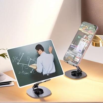 Adjustable Phone Stand for Desk 360 Rotating Foldable Cell Phone Holder Desktop Portable Cellphone Stand, Office Desk Accessories Compatible for iPhone 16 15 14 13 Pro Max, Smartphones, iPad (Purple)