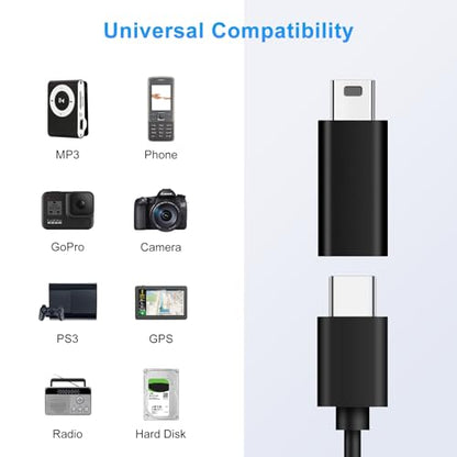 USB C to Mini USB Adapter (2 Pack), USB-C Female to Mini USB Male Adapter, Aluminum Alloy Data Adapter, Compatible with Laptops/Tablets, Flash Drive, MP3 Players, Digital Cameras etc, Black - style: TC-Mini-Black