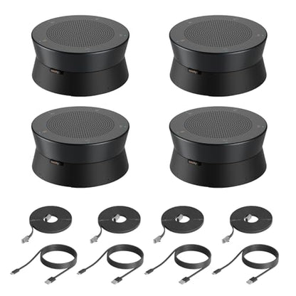 Nearity A21Sx4 Zoom Certified Conference Speaker and Microphone, Speakerphone w/8 Mics, 16ft Voice Pickup, AI 2.0 Noise Cancelling, USB Speakermic with Daisy Chain, Works with Teams/Zoom - color: A21S-4PACK-BLACK