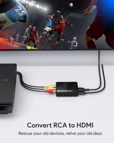WENTER AV to HDMI Converter, 1080P RCA to HDMI Adapter, Mini Composite CVBS Audio Video Adapter Supports PAL/NTSC for VCR/VHS/Xbox/PS3/STB/N64/Wii/TV/PC/Blue-Ray DVD Players - color: Black USB Cable