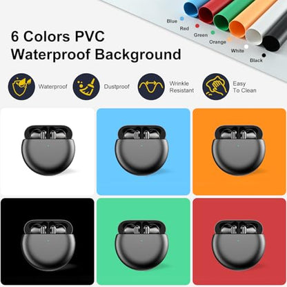 BENOISON Light Box Photography 16"x16" Portable Shooting Tent with 120 LEDs & 6 Backdrops for Jewelry Watches Cosmetics Food Photography