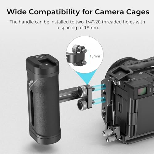 SmallRig Mini Side Handle for 1/4"-20 Threaded Holes, Camera Cage Handle for Left or Right Hand, Up and Down Adjustable, with Built-in Cold Shoe & Threaded Hole - 4755 - style: 1/4''-20 Screws