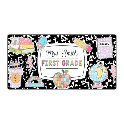 Personalized Teacher Desk Mat with Name, Composition Book Teacher Desk Decor, Custom Teacher Computer Mat, School Office Desk Accessories, Teacher Appreciation Gift, Composition Mouse Pad - style: Style 3