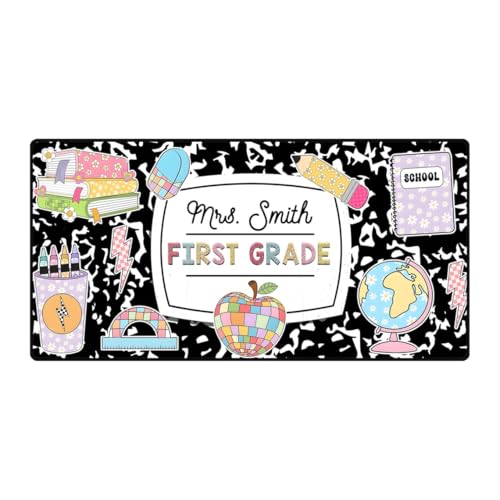 Personalized Teacher Desk Mat with Name, Composition Book Teacher Desk Decor, Custom Teacher Computer Mat, School Office Desk Accessories, Teacher Appreciation Gift, Composition Mouse Pad - style: Style 3