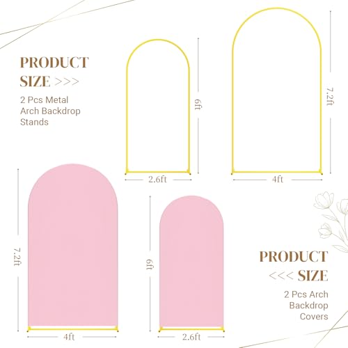 Toolterritary Metal Arch Backdrop Stand and Cover Set, 8FT, 7.2FT Party Backdrop, Easy to Assemble, Backdrop Stand for Parties, Birthday, Baby Shower - color: Pink, size: 8ft,7.2ft