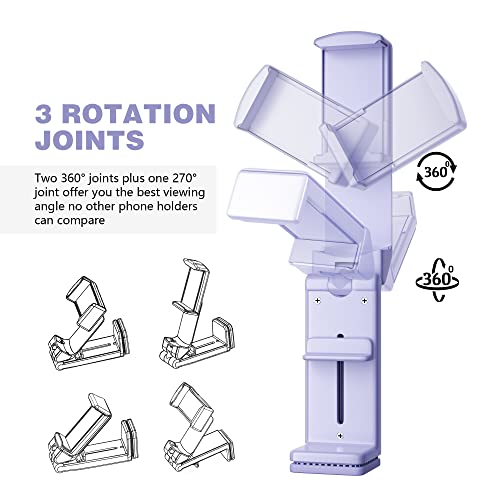 Perilogics Airplane Phone Holder Mount Universal in Flight Hands Free Viewing with Multi-Directional Dual 360 Degree Rotation (Lavender) - color: Lavender