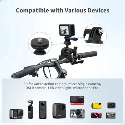 Bike Motorcycle Camera Mount Bundle Kit, 1/4 Screw & Tripod Mount Adapter, 360°Rotating Ball Head Base -Ballhead Arm Super Mounting Clamp for Most Action Camera, Clamp(0.86"-1.26“) 75016 - style: D22MM-32MM Universal ball