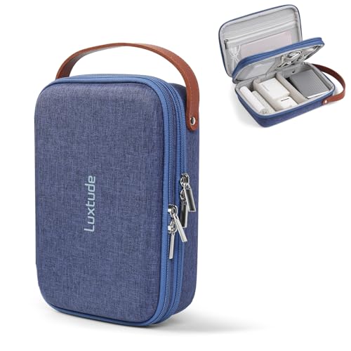 Luxtude Electronic Organizer Travel Case, Double Layer Tech Organizers, Hard Shell Zipper Case for Electronics, Travel Essentials, Blue (External Size 8.5 x 5.9 x 3.1 Inch) - color: Blue, size: Medium