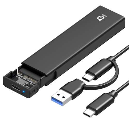 M.2 NVMe SSD Enclosure, Tool-Free Installation, USB 3.2 Gen 2 (10 Gbps) to NVME M-Key/(B+M) Key PCIe NVMe Adapter Support UASP and Trim, for SSDs 2230/2242 /2260/2280 - color: Black
