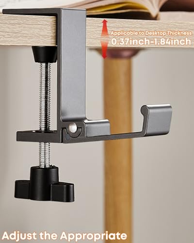 JAKO Aluminum Alloy Headphone Stand for Desk, Foldable Headphone Holder - Headset Stand Hook Mount, PC Gaming Headset Holder Under Desk Clamp for Office, Computer, Student Class Table, Handmade Table - color: Grey