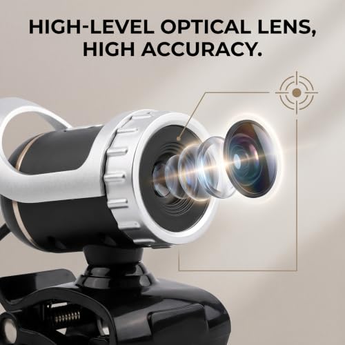 USB 2.0 0. Pixels Clipon Webcam,Clip on PC Camera,Plug and Play HD Web Camera with 360 Rotating Stand & Builtin Microphone for PC (Silver) - color: Silver