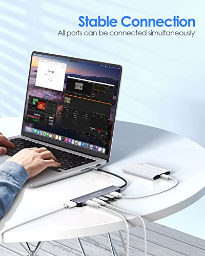 LENTION 6-in-1 USB C Hub, 4K@60Hz HDMI, 100W PD, 3 USB 3.0, USB-C Data | Ideal for Work & Study, Stable Driver 3.0 Adapter, Compatible with macOS, iOS/iPadOS, Windows & ChromeOS (CE35p, Space Gray) - color: Space Gray