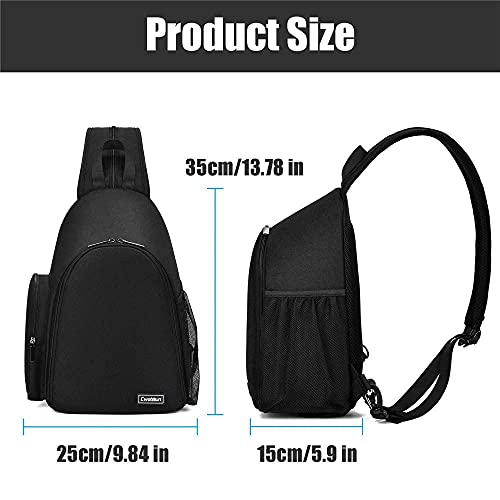 Cwatcun Sling Camera Bag, Camera Shoulder Crossbody Backpack, DSLR/SLR/Mirrorless Camera Case, Shockproof Photography Camera Chest Bag with Tripod Holder, Compatible with Canon/Nikon/Sony/Fuji - color: 1.0 Black