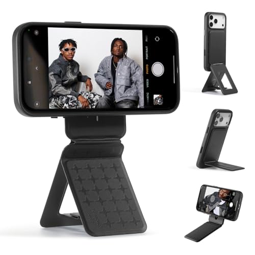 MOFT Phone Tripod Stand Selfie Stick x Tombogo for iPhone, Multi-Angles iPhone Stand, Lightweight & Portable Phone Holder, Strong Magnets, MOVAS Vegan Leather, Jet Black (Without Card Slot) - color: Tombogo x Jet Black x Without Card Slot, size: Without C