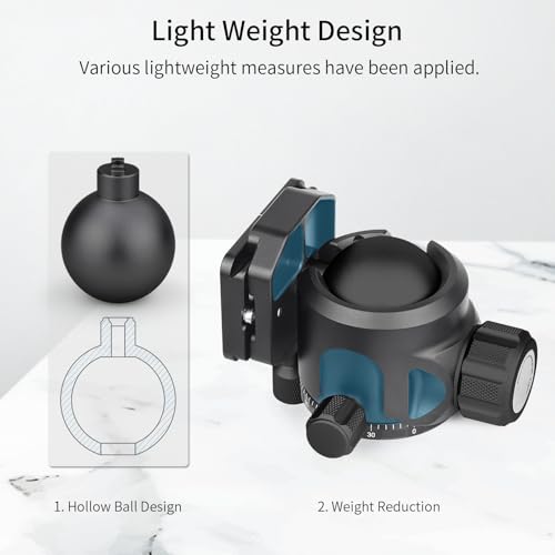 Low Profile Tripod Ball Head-INNOREL N52, Black, Panoramic CNC Metal Camera Tripod Ball Head with Two 1/4" Screw Arca Swiss Quick Release Plates for Tripod, Monopod,DSLR,Camcorder, Max Load 66lbs/30kg - size: N52-Black