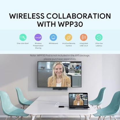 Yealink MeetingBar A10 4K Conference Room Webcam with 120 Wide Angle Camera, Android OS, Video Conferencing System with Microphone and Speaker, AI Speaker Tracking, Auto Framing, Teams Zoom Certified - color: A10-010