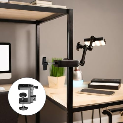 HARFINGTON 2 Pcs Metal Table Clamp Mount 2.3" Hole Dia Clamp for Desk Lamp Mount Stand Universal Dual-Purpose Cantilever Bracket Clip with Plastic Handle for Microphone Arm Lamp Stand, Black - size: 2.3", style: Thickened Dual-Purpose Plastic Handle