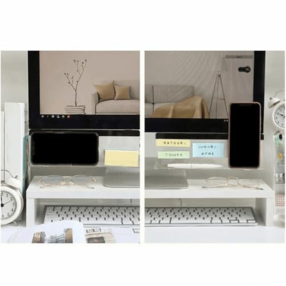 2Pcs Acrylic Monitor Memo Board with Charging Hole – Desktop Organizer for Notes, Phone Stand and Pen Holder, Transparent Office Accessory