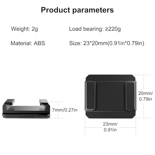 VRIG 2 Packs Plastic Cold Shoe Mount Adapter with Adhesive Stickers, Cold Shoe Bracket Adapter for Camera Cage Flash LED Monitor Cold Shoe Adapter