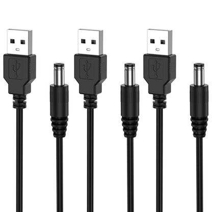 Meliya USB to DC 5.5x2.1mm 5 Volt DC Connector Charge Barrel Jack Power Cable for Security Camera/LED Lights/Router/Set-Top Box, 3Pack