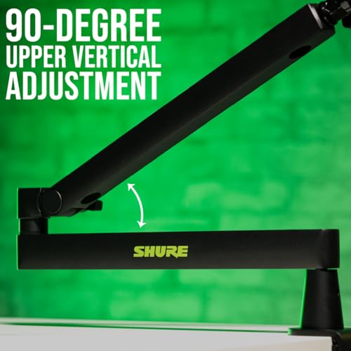 Shure by Gator Premium Low-Profile Desktop Mic Boom Stand; Fully Adjustable for Podcast, Streaming, and Home Office Setups (SH-BROADCAST2)