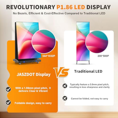 80" LED Digital Signage Display with Flight Case, P1.86 Foldable Spliceable LED Poster Screen Kiosk with Content Management System, WiFi/USB/HDMI for Events, Rentals & Commercial Use (Black, 2 Panel) - size: 2 Unit & Flight Case