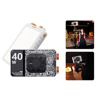 Leekai P40 40W Portable LED Video Light, 6400mAh Bi-Color 120 Beads Rechargeable Camera Light with Soft Light Cover, 2500K-9000K TLCI 95+ CRI>95 Selfie Light for Vlog Filming TikTok Live & Photography - color: Black