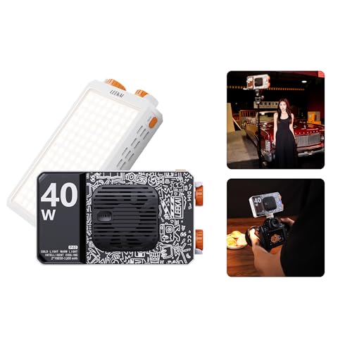 Leekai P40 40W Portable LED Video Light, 6400mAh Bi-Color 120 Beads Rechargeable Camera Light with Soft Light Cover, 2500K-9000K TLCI 95+ CRI>95 Selfie Light for Vlog Filming TikTok Live & Photography - color: Black