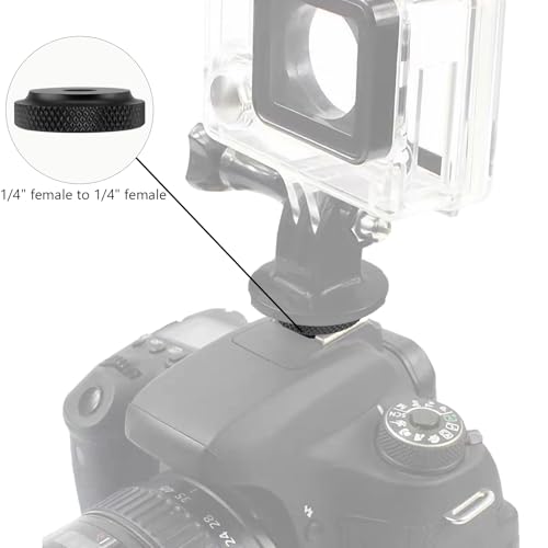 Camera Hot Shoe Mount Screw Adapter 1/4" to 1/4", BENACES 4-Pack Aluminum Alloy 1/4 Inch Nut Female Dual Thread Converter Connector for Heads, Tripods