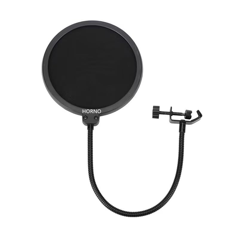 HORNO Professional Microphone Filter Screen-Mic Pop Blocker Mask Shield Screen with Flexible Gooseneck Mount