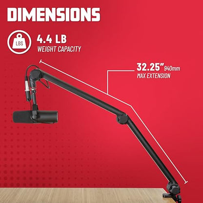 Gator Frameworks Deluxe Desk-Mounted Broadcast Microphone Boom Stand For Podcasts & Recording, Integrated XLR Cable, (GFWBCBM3000) - style: 3000 Series