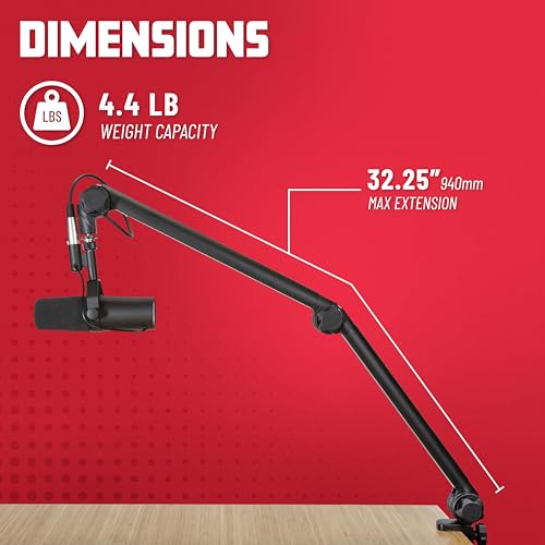 Gator Frameworks Deluxe Desk-Mounted Broadcast Microphone Boom Stand For Podcasts & Recording, Integrated XLR Cable, (GFWBCBM3000) - style: 3000 Series
