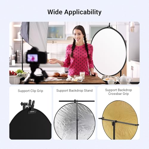 NEEWER 43 Inch/110 Centimeter Light Reflector Diffuser 5 in 1 Collapsible Multi Disc with Bag - Translucent, Silver, Gold, White, and Black for Studio Photography Lighting Outdoor - size: 110cm