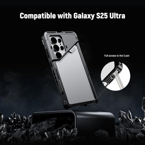 NEEWER S25 Ultra Phone Cage, Mobile Video Rig Phone Stabilizer with 67mm Filter Adapter, 17mm Lens Backplate, T Mount Lens Adapter, Compatible with Samsung Galaxy Moment T Series Lenses, PA082