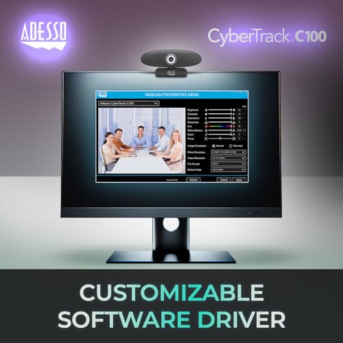 Adesso 4K Webcam for Conference and Meeting Room, PC and Laptop with Remote Control Ultra HD Boardroom Camera with 8MP CMOS Sensor, Adjustable View Angle, 4X Zoom, Clear Speaker, and Microphone