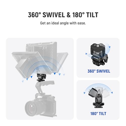 NEEWER Camera Monitor Mount with Cold Shoe (2 Pack), Anti Twist 1/4" Screw for 5" & 7" Field Monitor Compatible with Atomos Ninja V, 360° Swivel & 180° Tilt Damping, Compatible with SmallRig, MA006 - style: MA006(2-Pack)