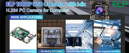ELP 170degree Fisheye Raspberry Pi 1080P H.264 Microphone PC Web USB Security Camera for Laptop Wide Angle Mini UVC USB2.0 Video Audio Webcam Board 2MP CMOS AR0330 Lightburn Laser Camera for Computer - size: 170degree lens