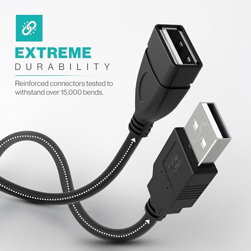 LORDTRONICS 3FT Male to Female Extension Cable USB A Male to USB A Female Data Transfer and Charging Adapter for Keyboard, Mouse, Printer, USB Flash Drive for Multiple Devices, Black - size: 3FT
